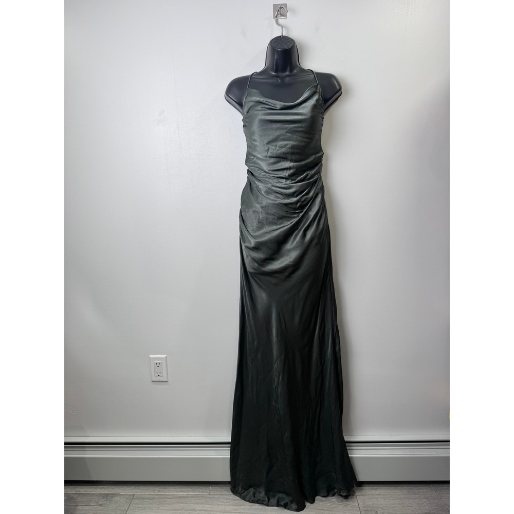 NWT Shona Joy Eucalyptus Green La Lune Bias Maxi Dress Wedding Formal Size 8